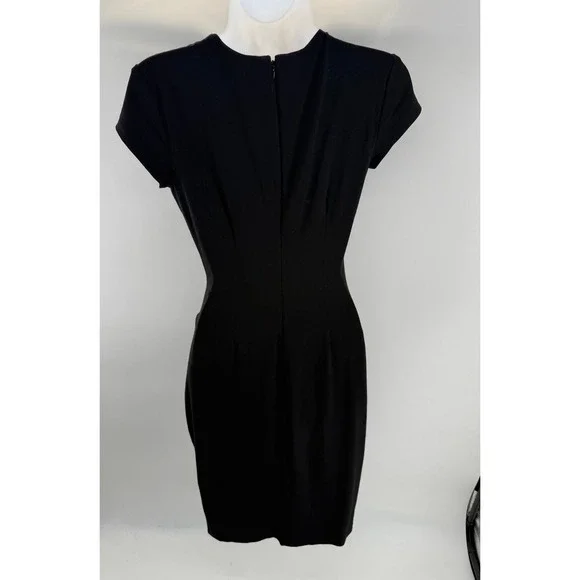 Cache Black Buckle Detail Cap Sleeve Womens Stretch Dress Small - Picture 2 of 8